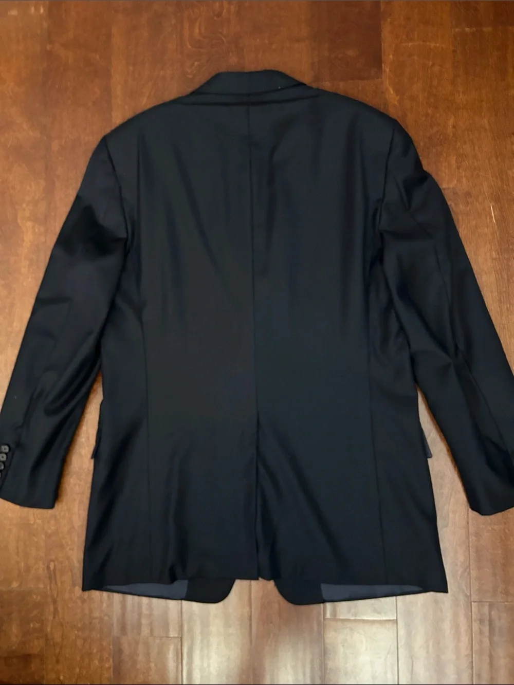 Hickey Freeman Men's 100% Wool Black Two-Button Blazer, Size 42L